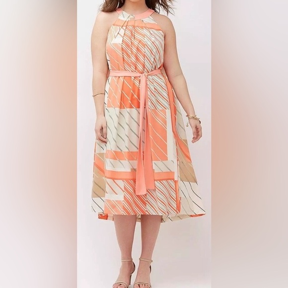 Lane Bryant Sleeveless Tie-Front Striped Belted Summer Dress Dress 20 - Picture 1 of 9